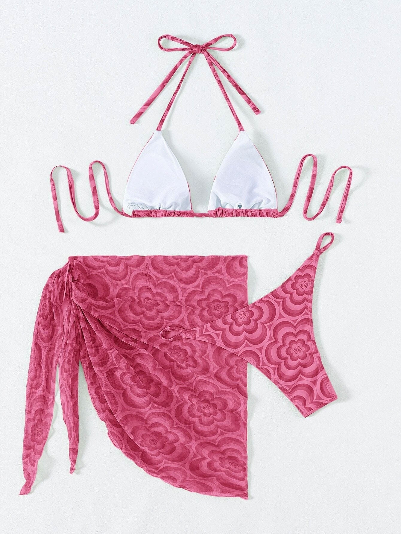 Floral Triangle Thong Bikini 3pack