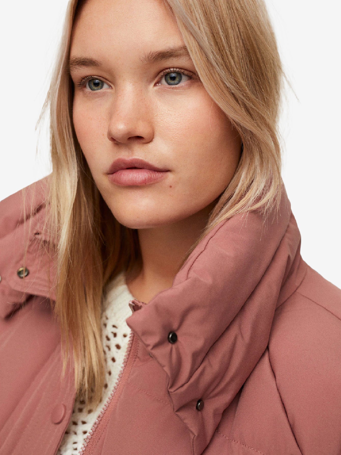 Buttoned Solid Zip Up Quilted Jacket