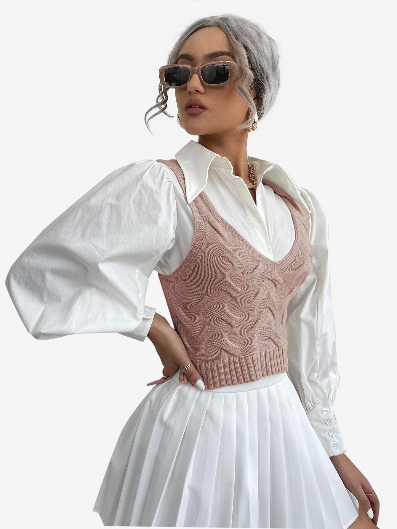 Cable Knit Sweater Vest