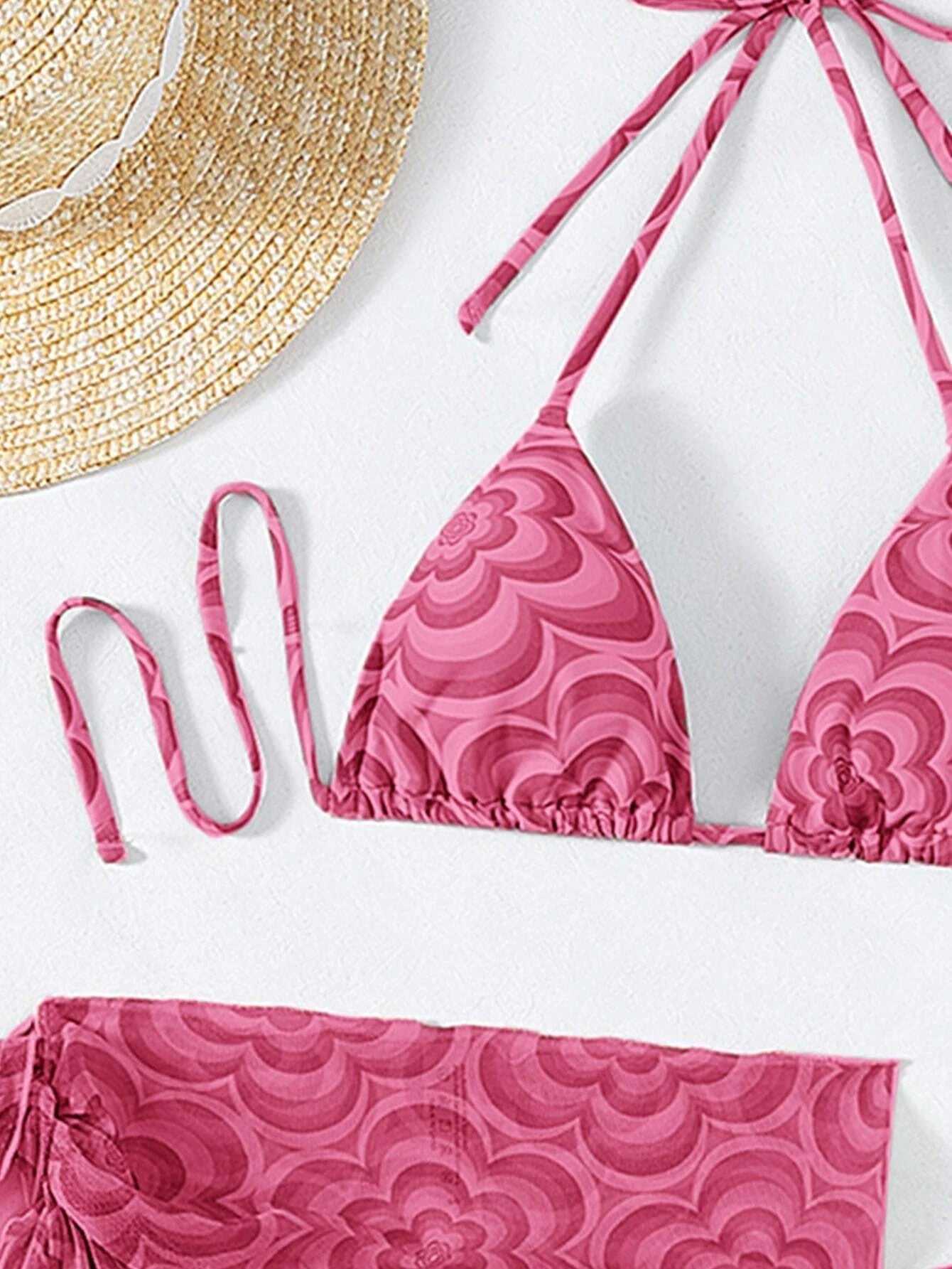 Floral Triangle Thong Bikini 3pack