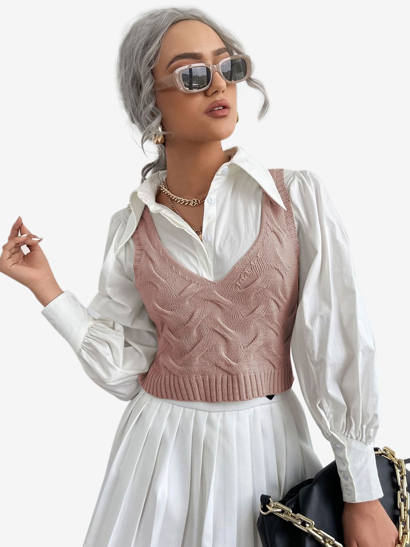 Cable Knit Sweater Vest