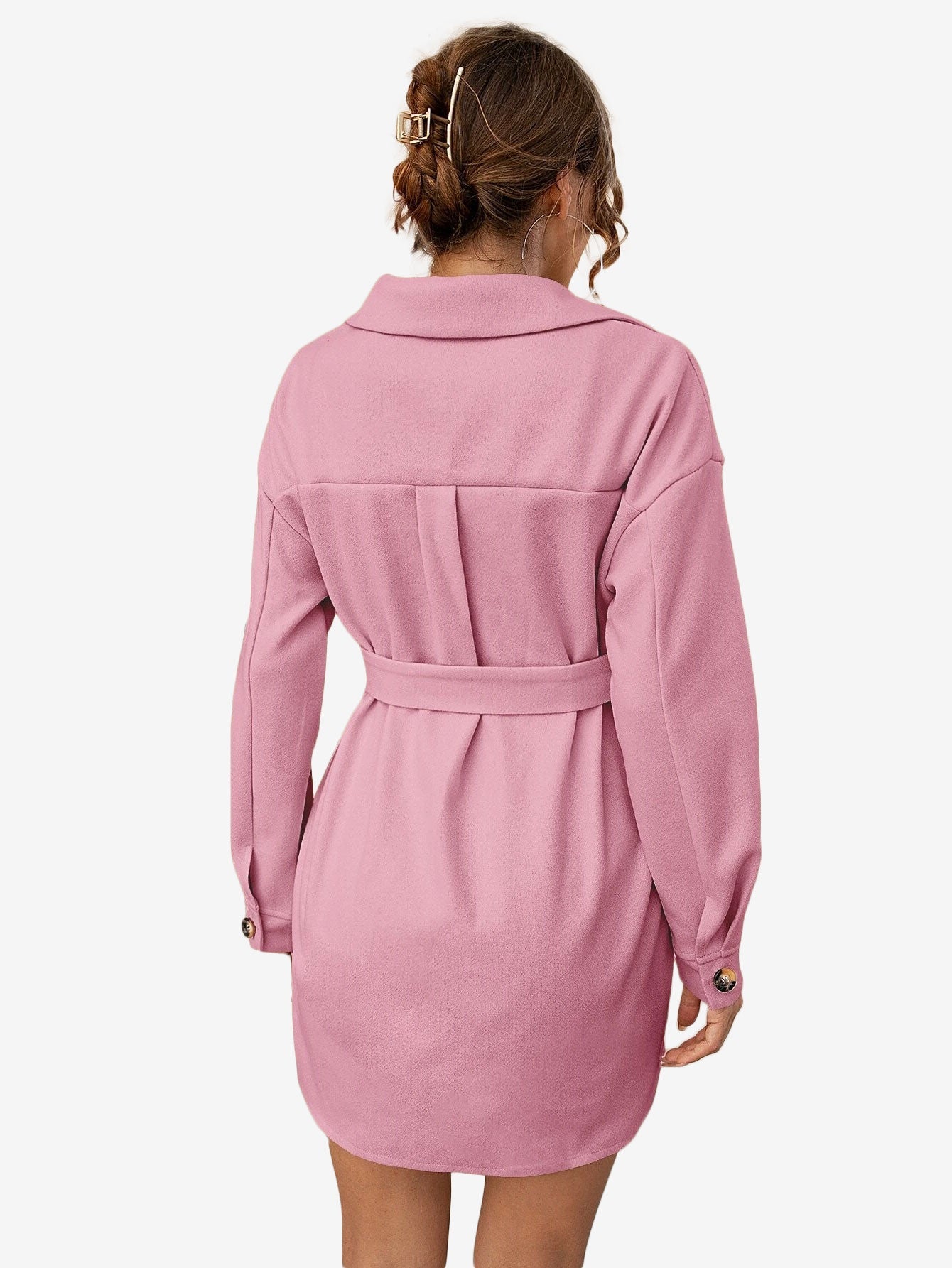 Drop Shoulder Flap Pocket Belted Overcoat