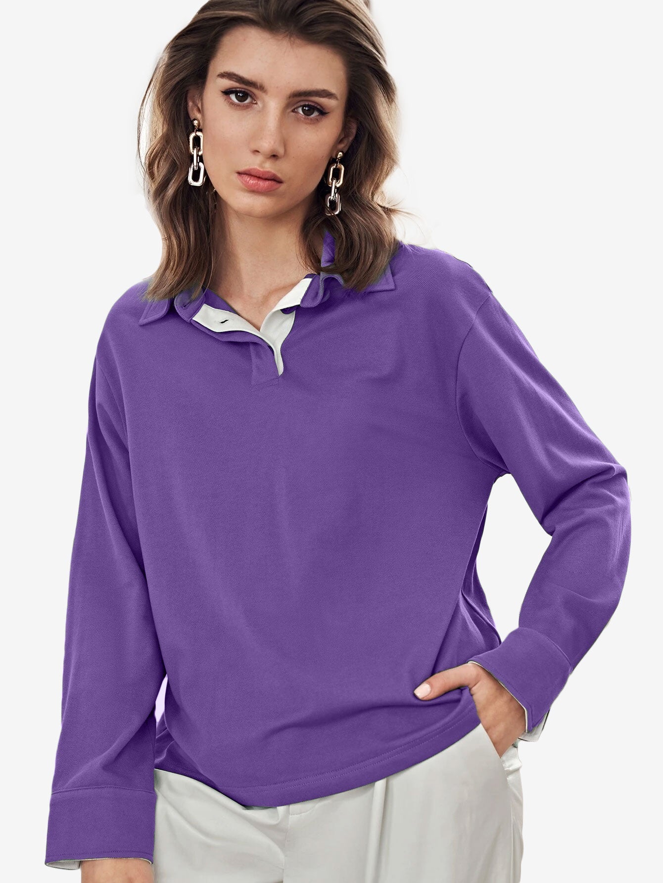 Cotton Basic Button Polo Shirt