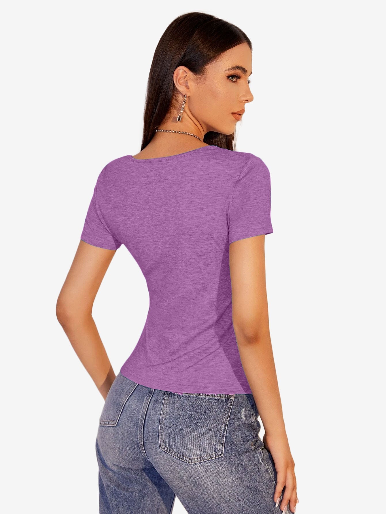 Heathered Knit V-Neck Tee