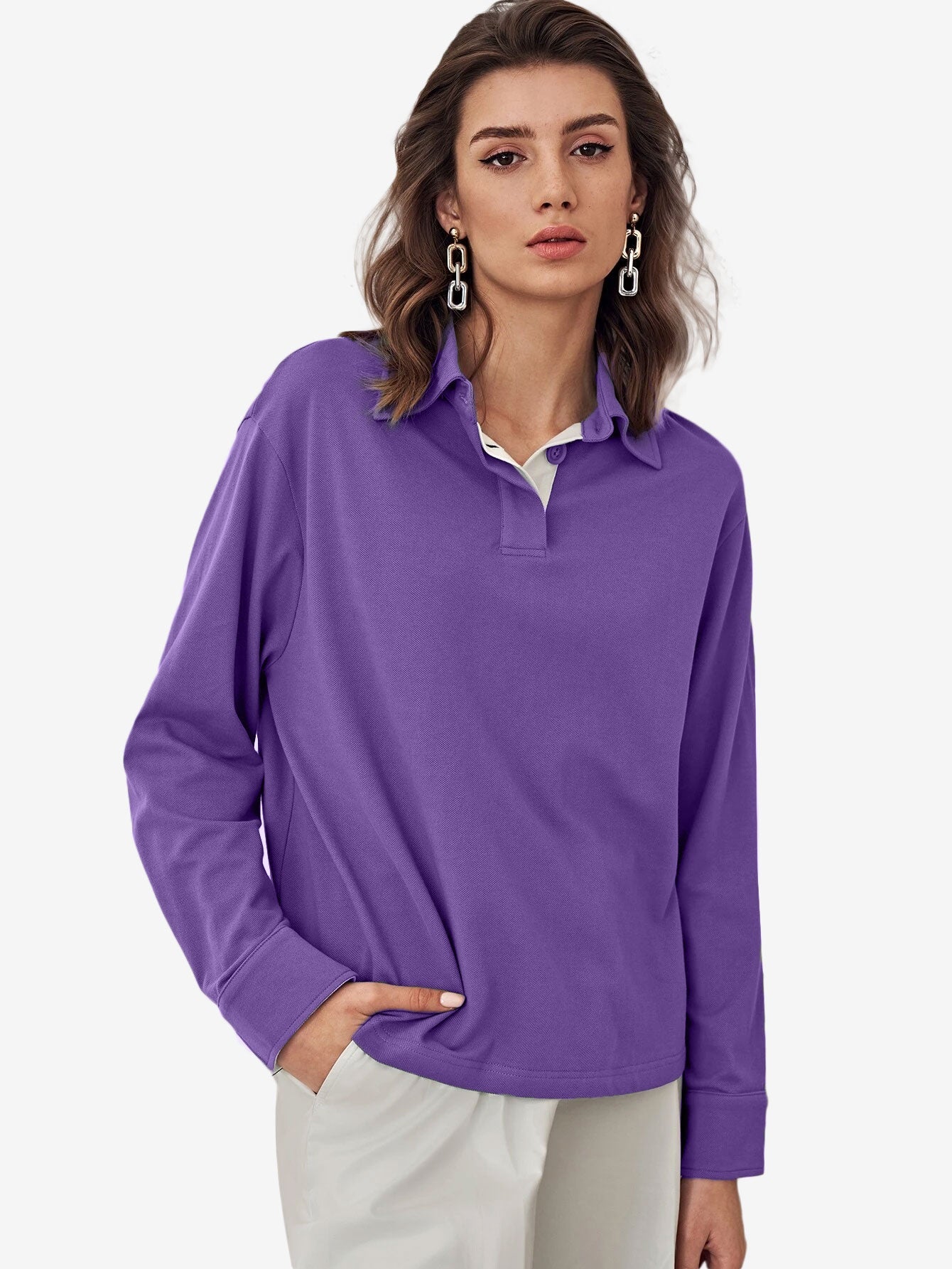 Cotton Basic Button Polo Shirt