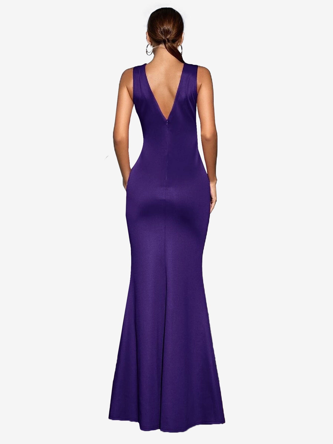 Arouse Surplice Neck Split Thigh Zipper Back Maxi Prom Dress