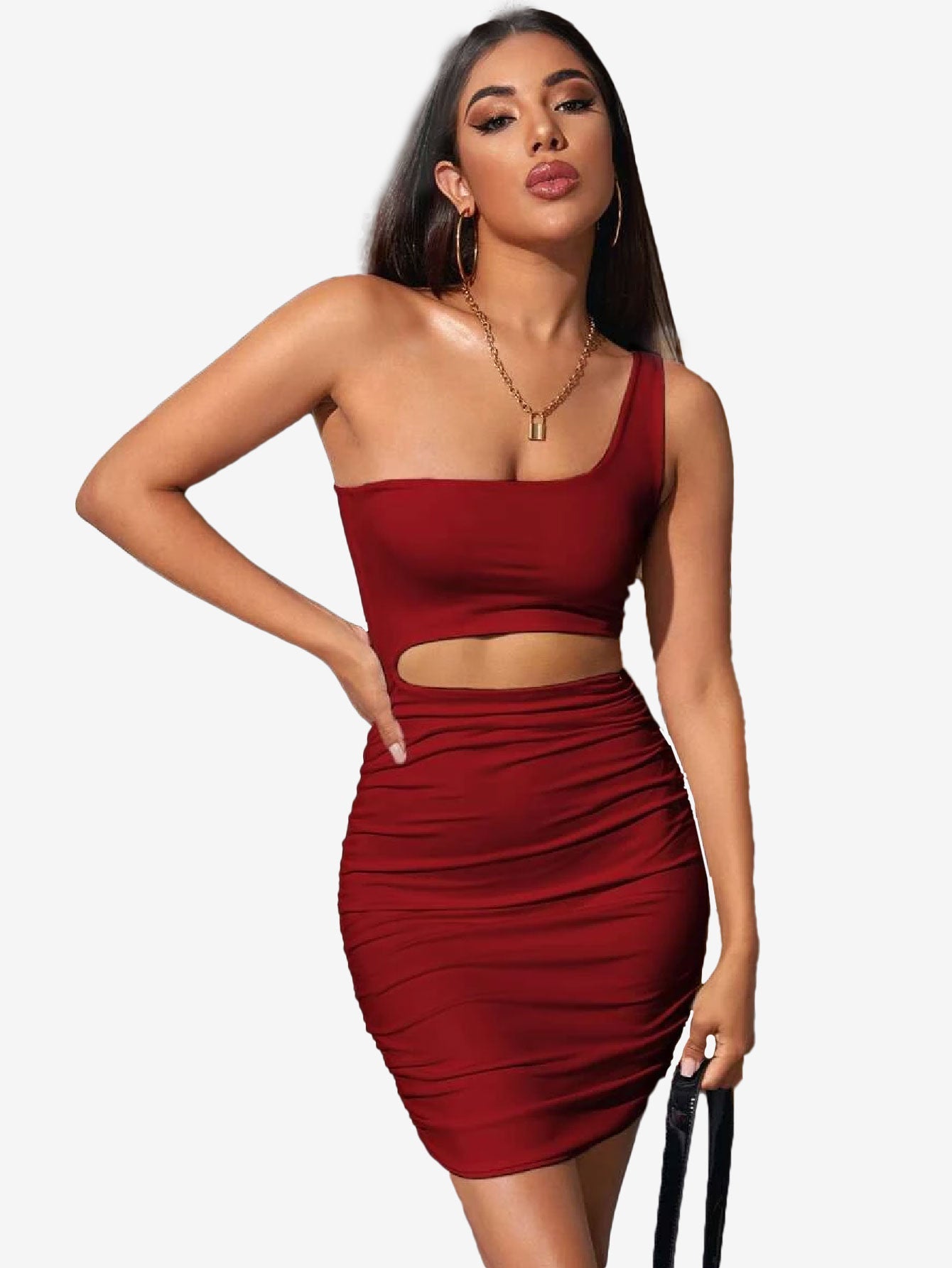 Adorable One Shoulder Cutout Dress