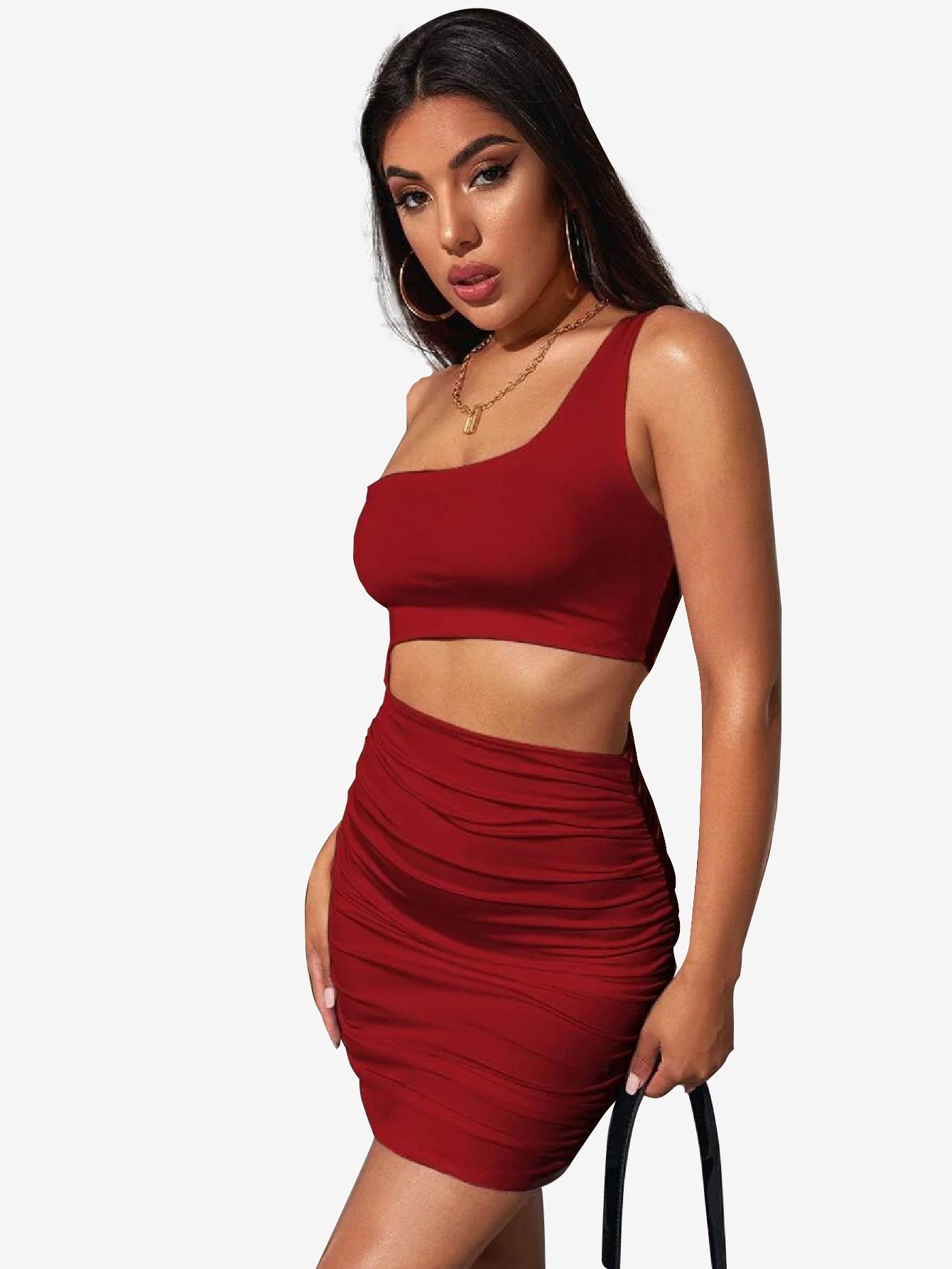 Adorable One Shoulder Cutout Dress