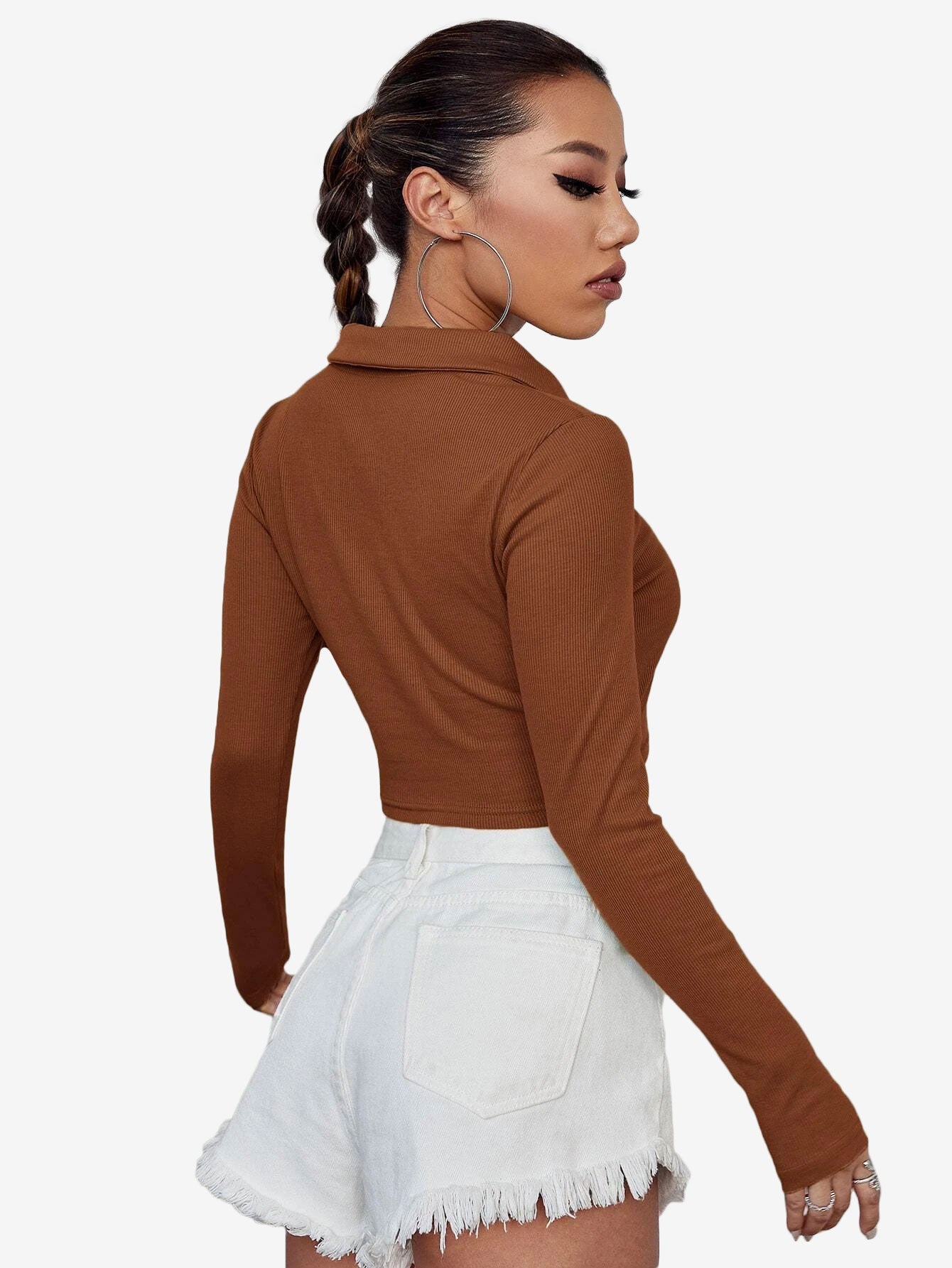 Attractive Solid Crop Polo Shirt