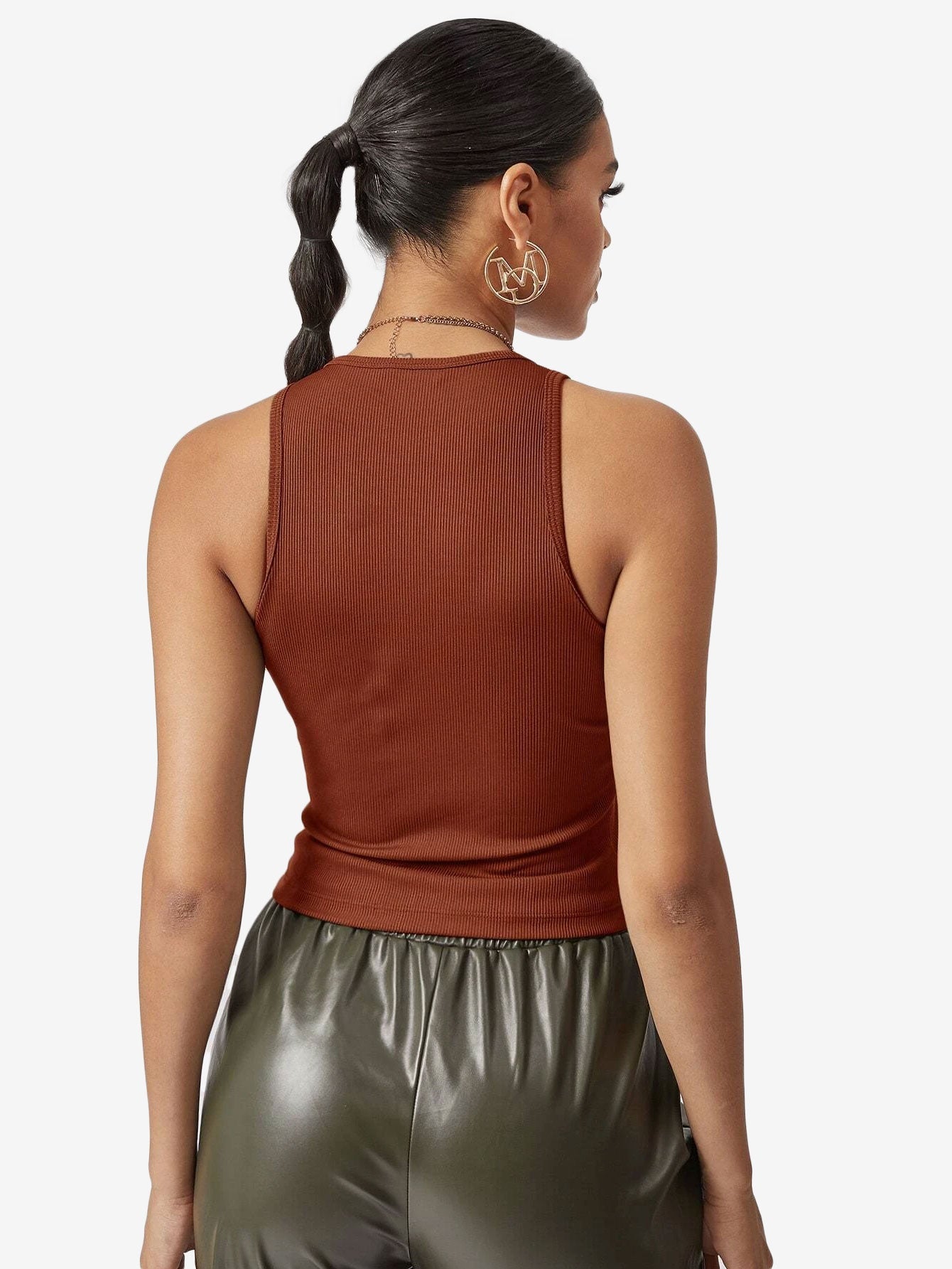 Attractive Solid Fitted Crop Tank Top
