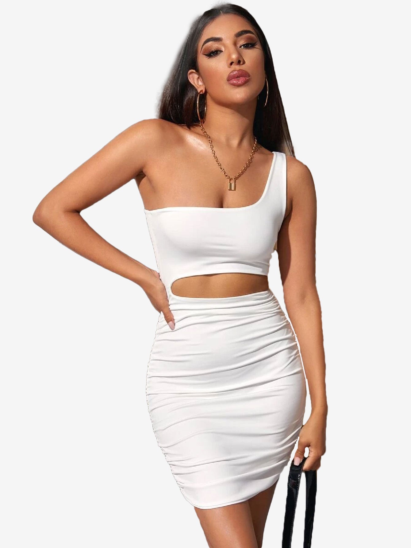Adorable One Shoulder Cutout Dress