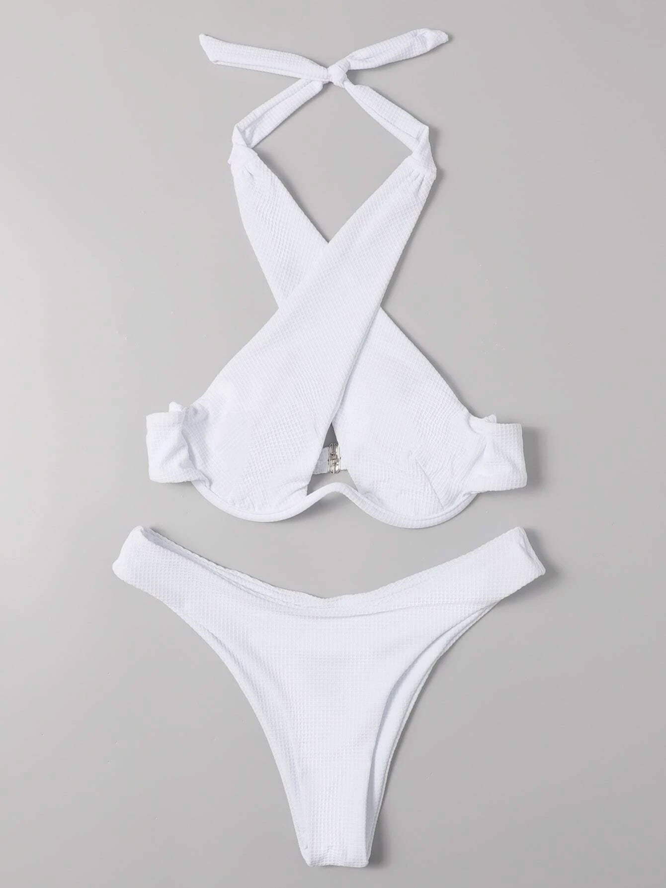 Cross Halter Underwire Bikini Swimsuit