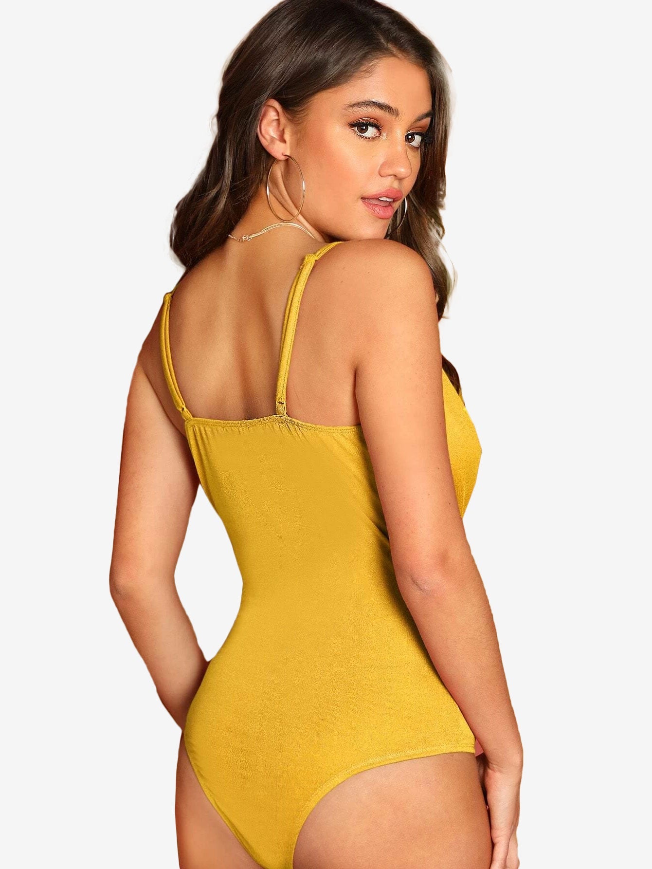 Allure Plunging Neck Cross Wrap Cami Bodysuit
