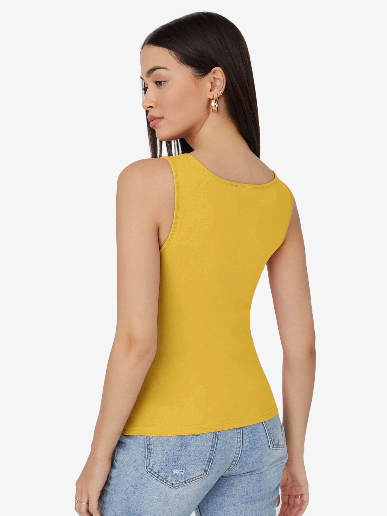 Basics Scoop Neck Solid Tank Top