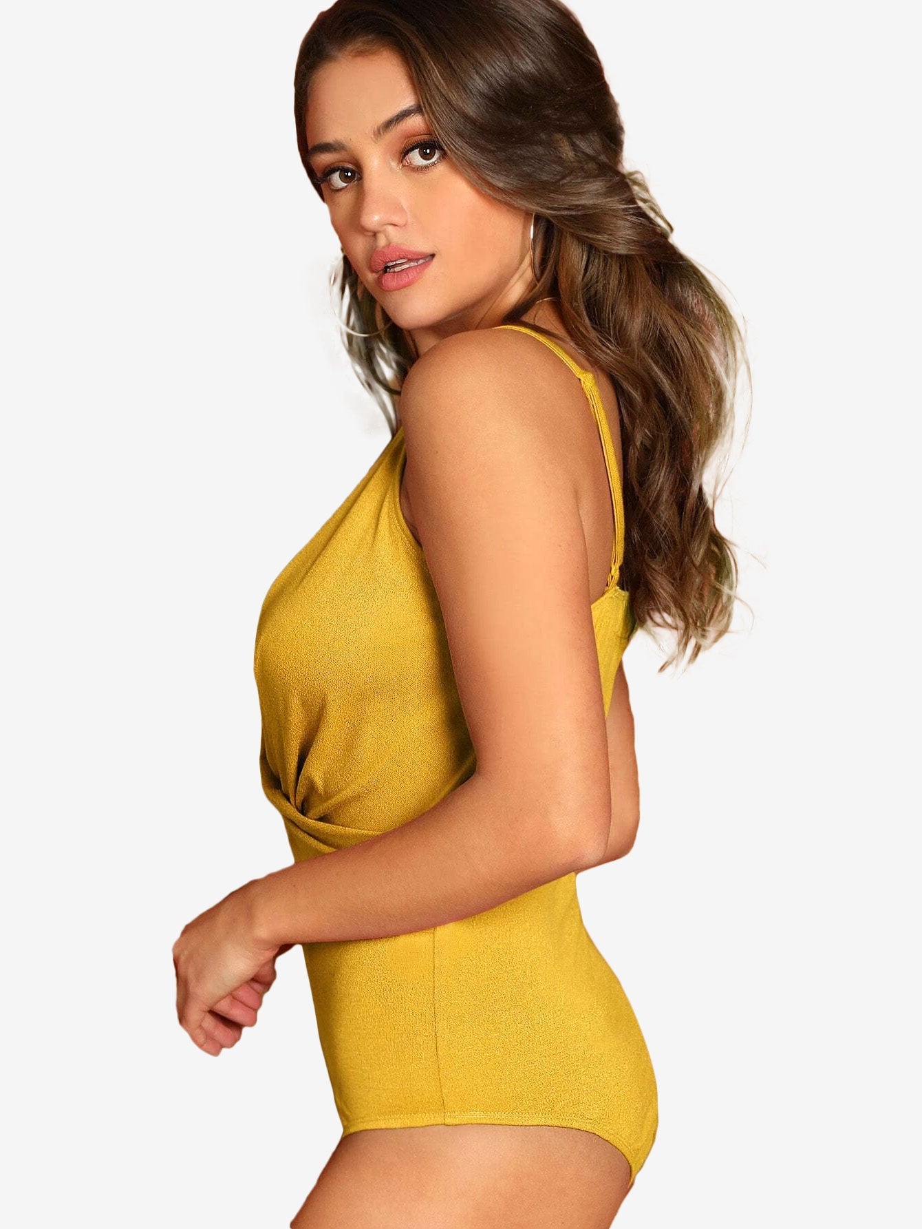 Allure Plunging Neck Cross Wrap Cami Bodysuit